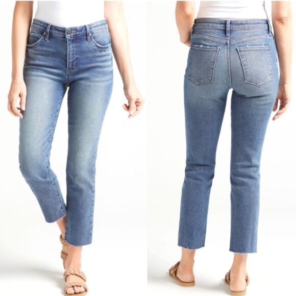 Evereve Ever Straight High Rise Fit Jean  Raw Edge Hem Size 28 - Picture 1 of 8